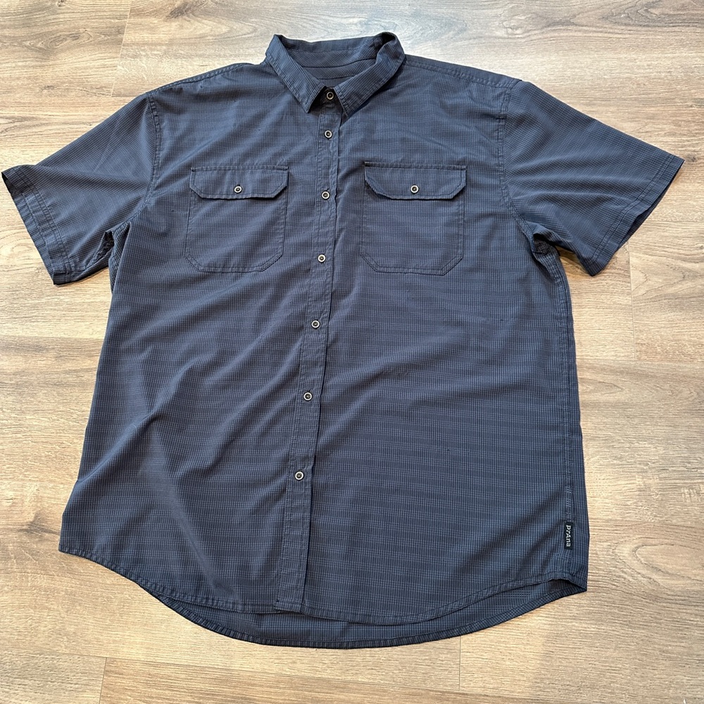 Men's Prana Navy Blue Button-Up Shirt